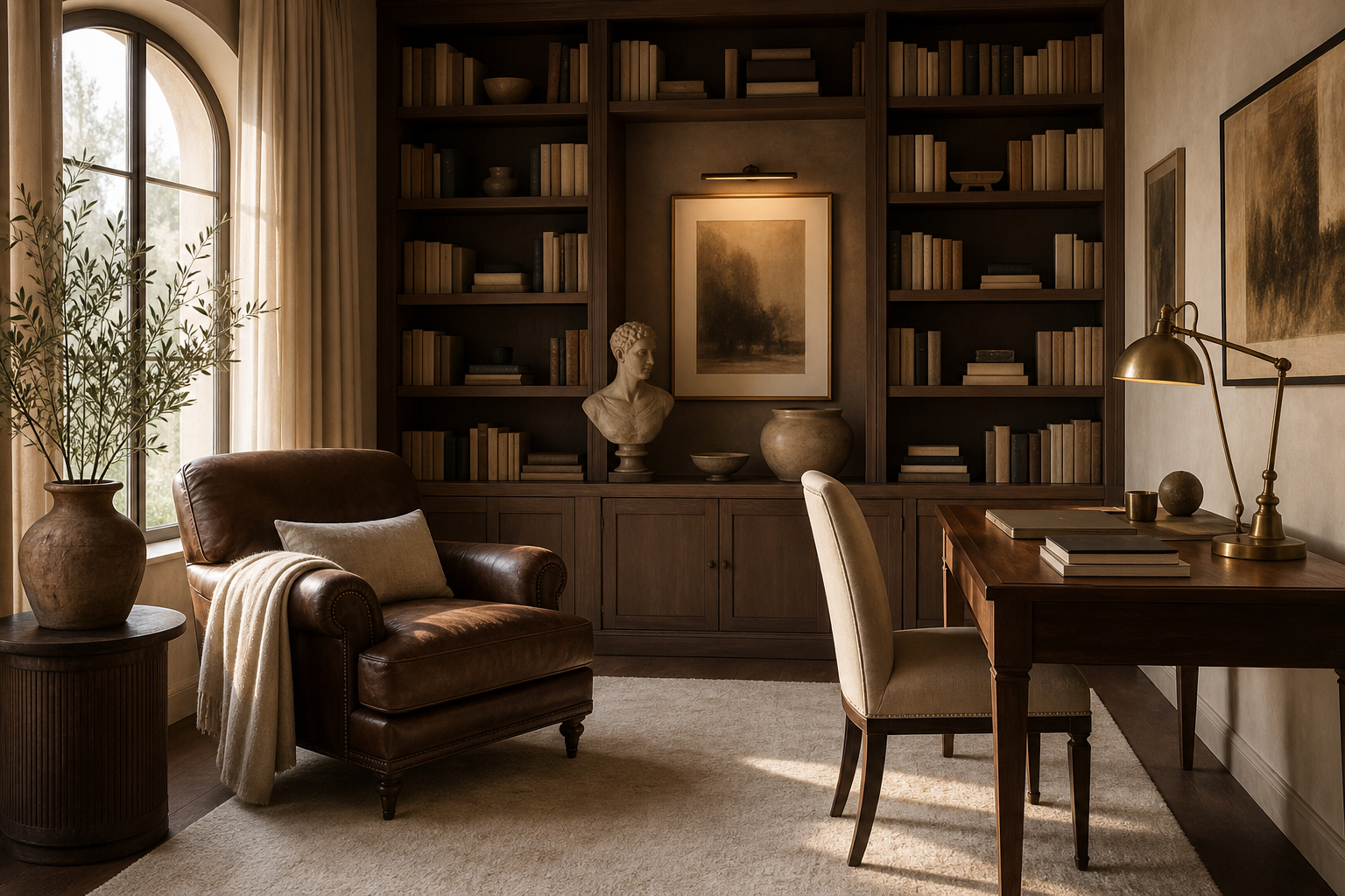 Studio domestico con libreria
